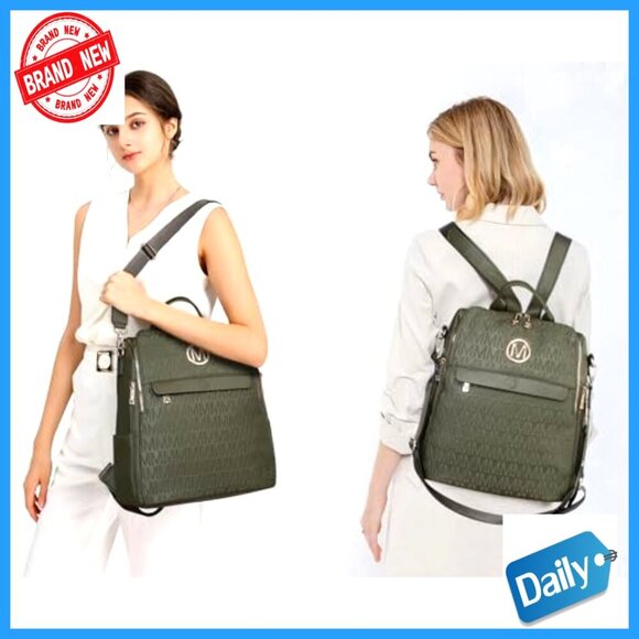 Faux Leather Anti-Theft Backpack with Wristlet, Multi-Pocket Travel Bag main image 6